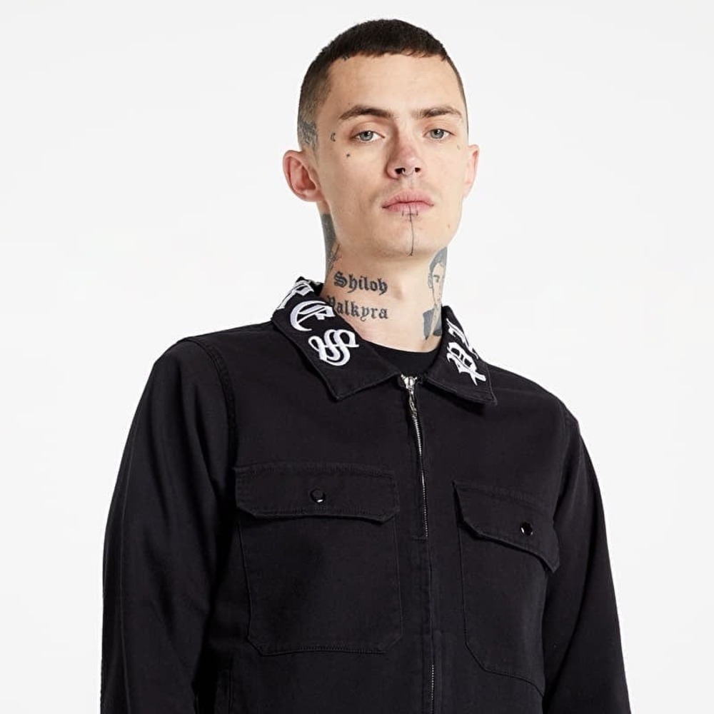 Pleasures Now Denim Slashers Work Jacket Men's Large Black Embroidered Logo